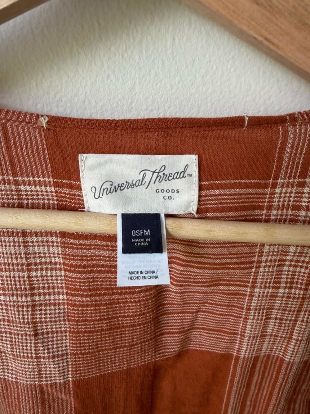 Universal Thread Rust & Cream Plaid Open-Front Cardigan - Picture 2 of 5